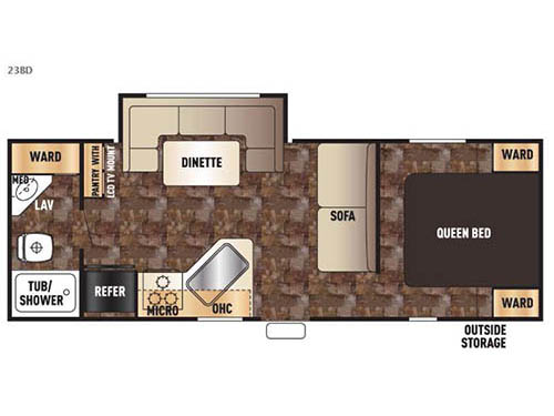 Floorplan - 2016 Forest River RV Cherokee Grey Wolf 23BD