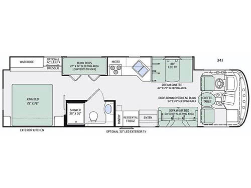 Floorplan - 2016 Thor Motor Coach Windsport 34J