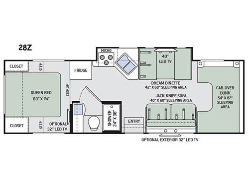 Floorplan - 2016 Thor Motor Coach Four Winds 28Z