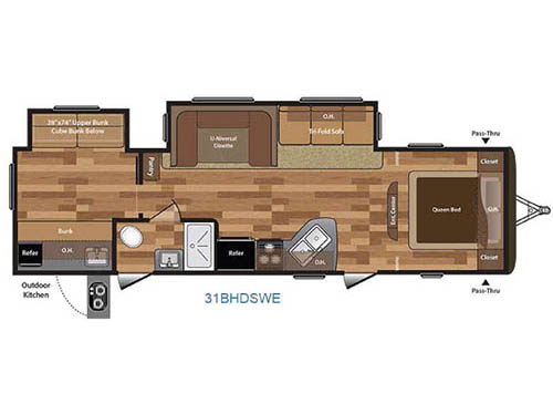 Floorplan - 2016 Keystone RV Hideout 31BHDSWE