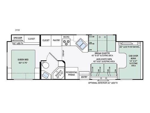 Floorplan - 2016 Thor Motor Coach Chateau 31W