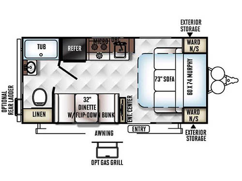 Floorplan - 2016 Forest River RV Flagstaff Micro Lite 19FD