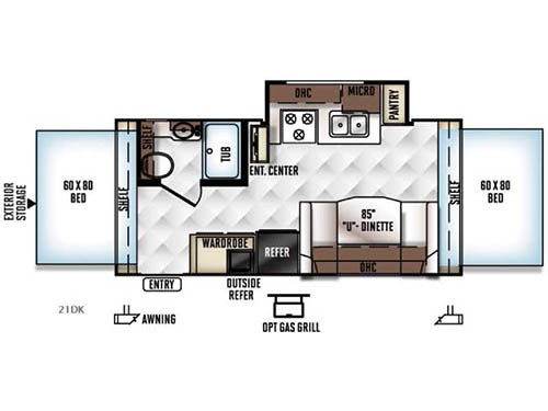 Floorplan - 2016 Forest River RV Flagstaff Shamrock 21DK