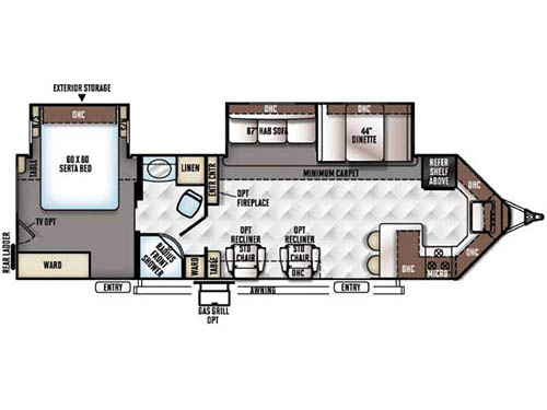 Rockwood Wind Jammer 3008W Floorplan
