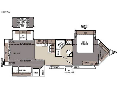 Floorplan - 2016 Forest River RV Rockwood Wind Jammer 3065WA