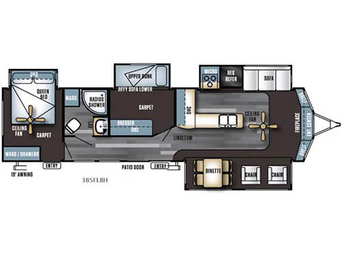Floorplan - 2016 Forest River RV Salem Villa Series 385FLBH Estate