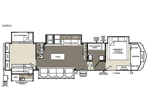 Floorplan - 2016 Forest River RV Sandpiper 380BH5