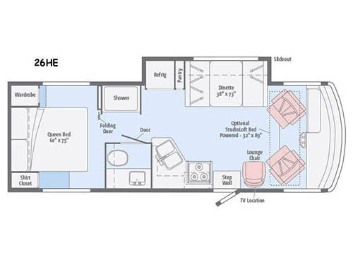 Floorplan - 2016 Winnebago Vista 26HE