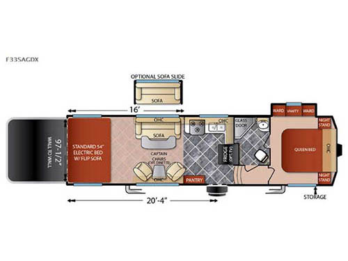 Floorplan - 2016 Forest River RV Shockwave F33SAGDX
