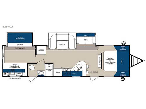 Floorplan - 2016 Forest River RV Surveyor 32BHDS