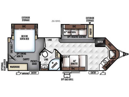 Floorplan - 2016 Forest River RV Rockwood Ultra V 2618VS