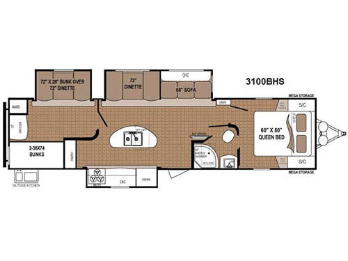Floorplan - 2016 Dutchmen RV Aspen Trail 3100BHS