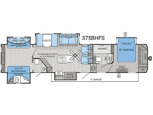 Floorplan - 2016 Jayco North Point 375BHFS