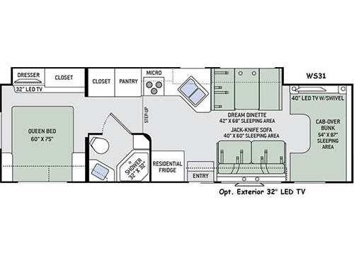 Floorplan - 2016 Thor Motor Coach Quantum WS31