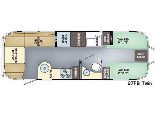 Floorplan - 2016 Airstream RV Flying Cloud 27FB Twin