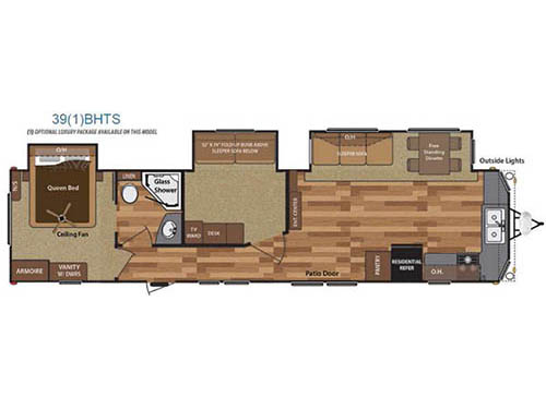 Floorplan - 2016 Keystone RV Retreat 391BHTS