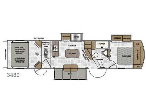 Floorplan - 2016 Winnebago Industries Towables Scorpion 3480