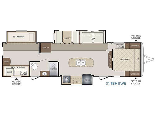 Floorplan - 2016 Keystone RV Bullet 311BHSWE