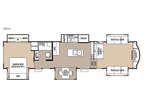 Floorplan - 2017 Forest River RV Cedar Creek Hathaway Edition 38FL6