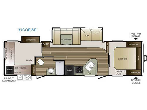 Floorplan - 2017 Keystone RV Cougar Half-Ton Series 31SQBWE