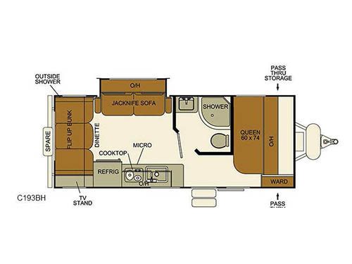 Floorplan - 2017 EverGreen RV I-Go Cloud Series C193BH