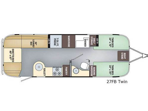 Floorplan - 2017 Airstream RV Flying Cloud 27FB Twin