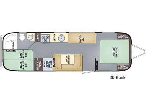 Floorplan - 2017 Airstream RV Flying Cloud 30FB Bunk
