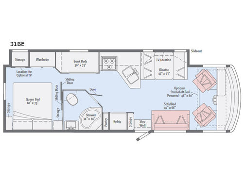 Floorplan - 2017 Winnebago Vista 31BE