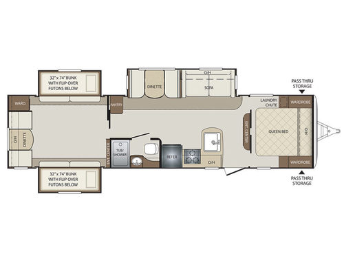 Floorplan - 2017 Keystone RV Bullet 335BHS