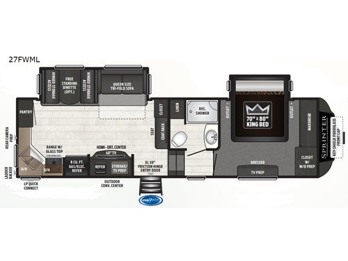 Sprinter Campfire Edition 27FWML Floorplan