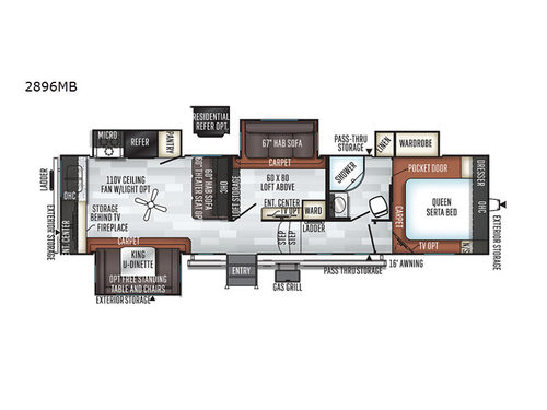 Rockwood Ultra Lite 2896MB Floorplan