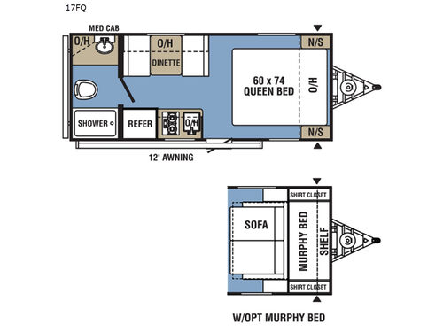 Clipper Ultra-Lite 17FQ Floorplan