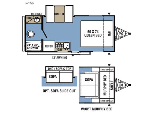 Clipper Ultra-Lite 17FQS Floorplan