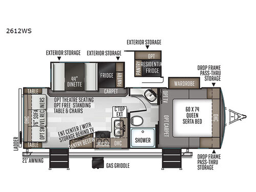 Rockwood Ultra Lite 2612WS Floorplan