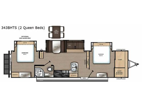 Catalina Legacy 343BHTS 2 Queen Beds Floorplan