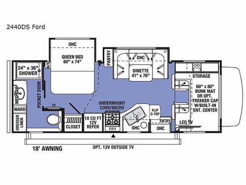 Sunseeker Classic 2440DS Ford Floorplan