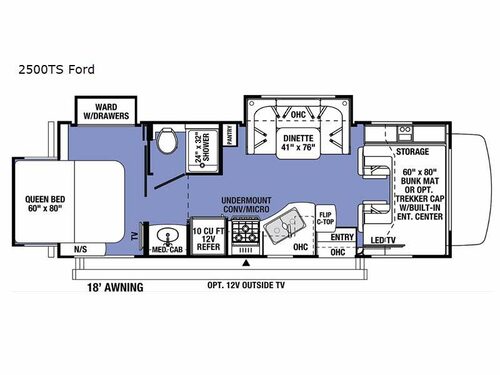 Sunseeker Classic 2500TS Ford Floorplan