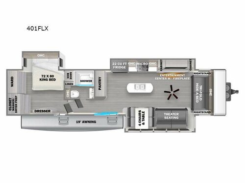 Sandpiper Destination Trailers 401FLX Floorplan