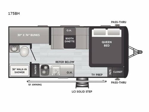 Hideout Single Axle 175BH Floorplan