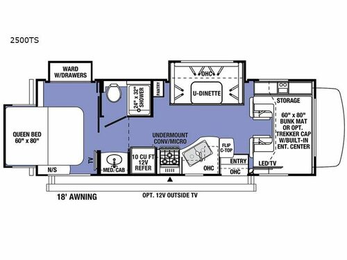Sunseeker Classic 2500TS Ford Floorplan