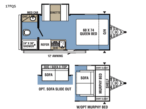 Clipper Ultra-Lite 17FQS Floorplan