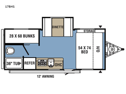 Clipper Ultra-Lite 17BHS Floorplan Image