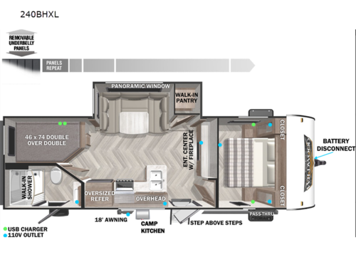 Wildwood X-Lite Platinum 240BHXL Floorplan