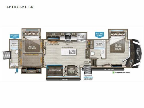 Solitude 391DL Floorplan