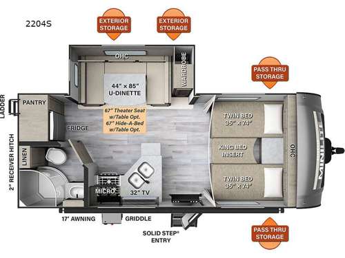 Rockwood Mini Lite 2204S Floorplan