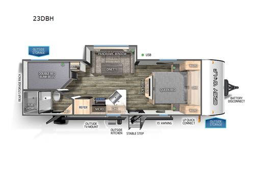 Cherokee Grey Wolf 23DBH Floorplan