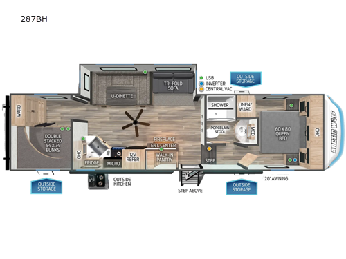 Cherokee Arctic Wolf 287BH Floorplan