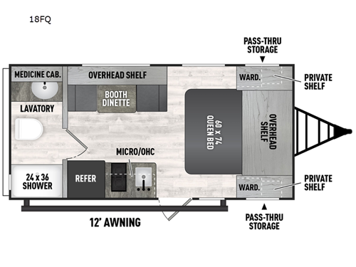 Clipper 18FQ Floorplan Image