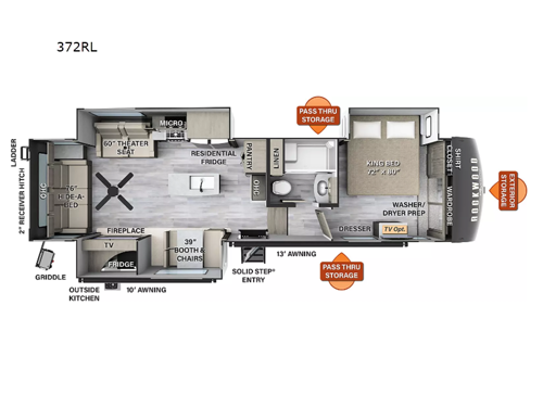 Rockwood Signature 372RL Floorplan