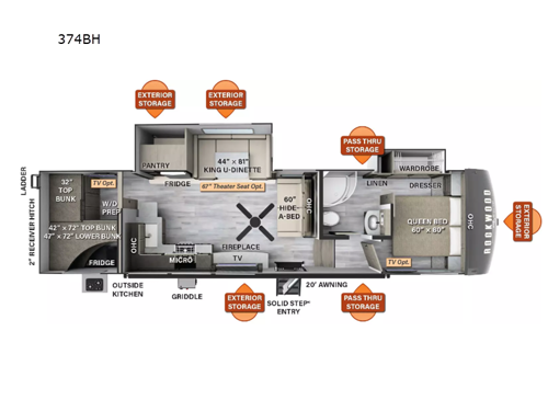 Rockwood Signature 374BH Floorplan